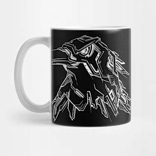 Badass Cyberpunk Eagle Mecha (white lineart) Mug